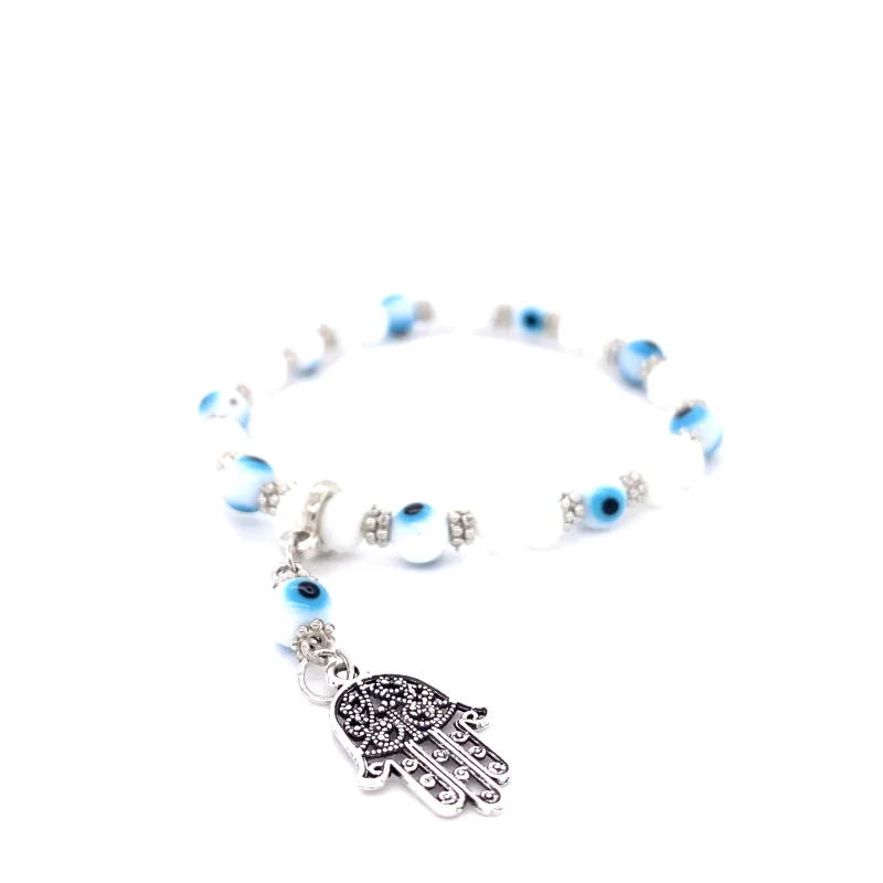 Evil Eye Stretch bracelet with Hamsa Charm