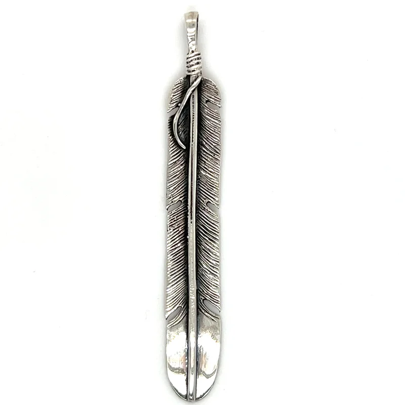 Long Rustic Feather Pendant