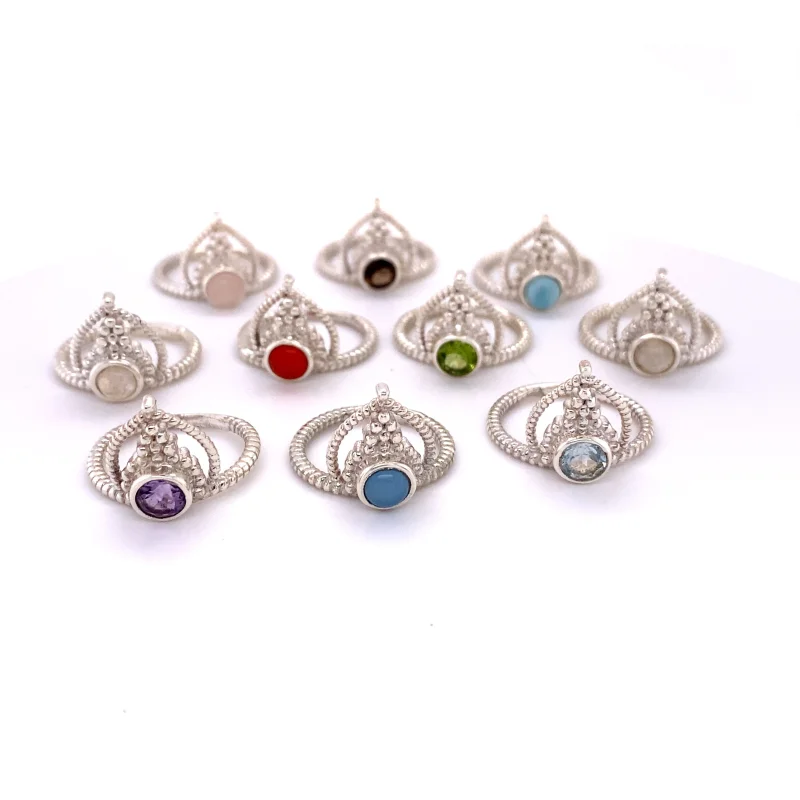 Simple Tiara Ring with Natural Gemstones Amethyst