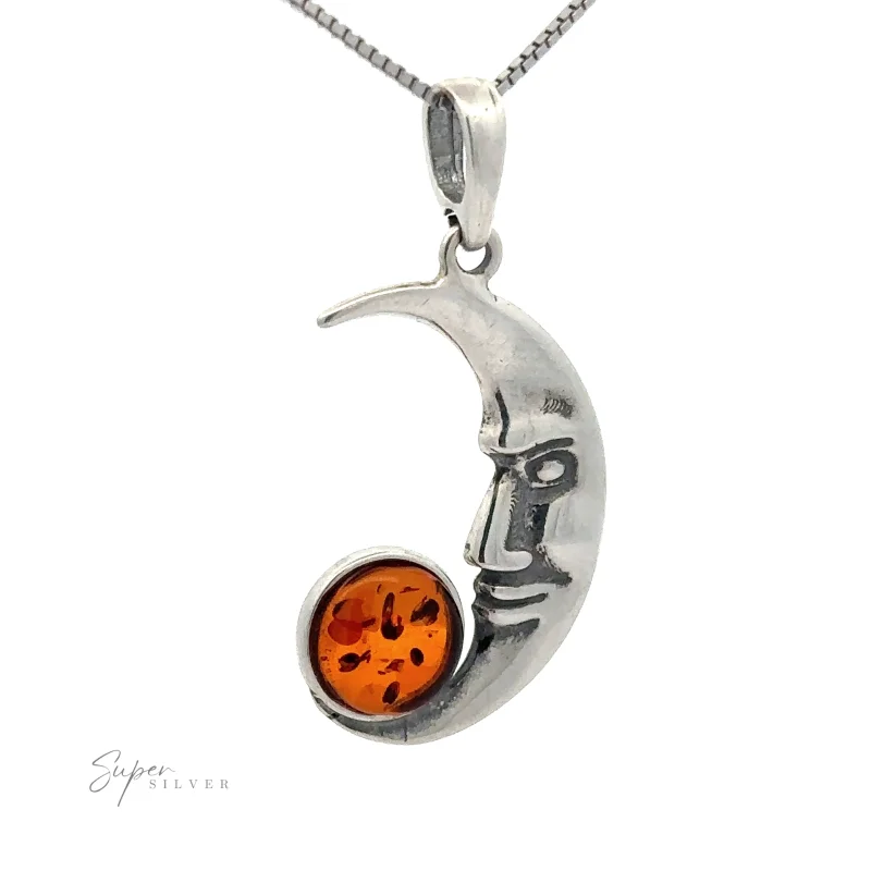 Baltic Amber Man in the Moon Pendant