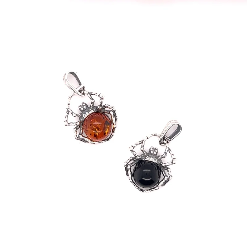 Delicate Baltic Amber Spider Pendant Cherry Amber
