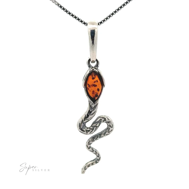 Alluring Amber Snake Pendant