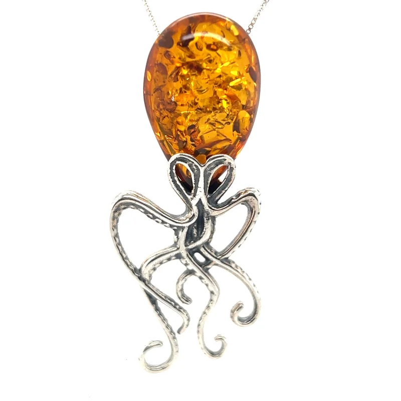 Bewitching Designer Amber Octopus Pendant