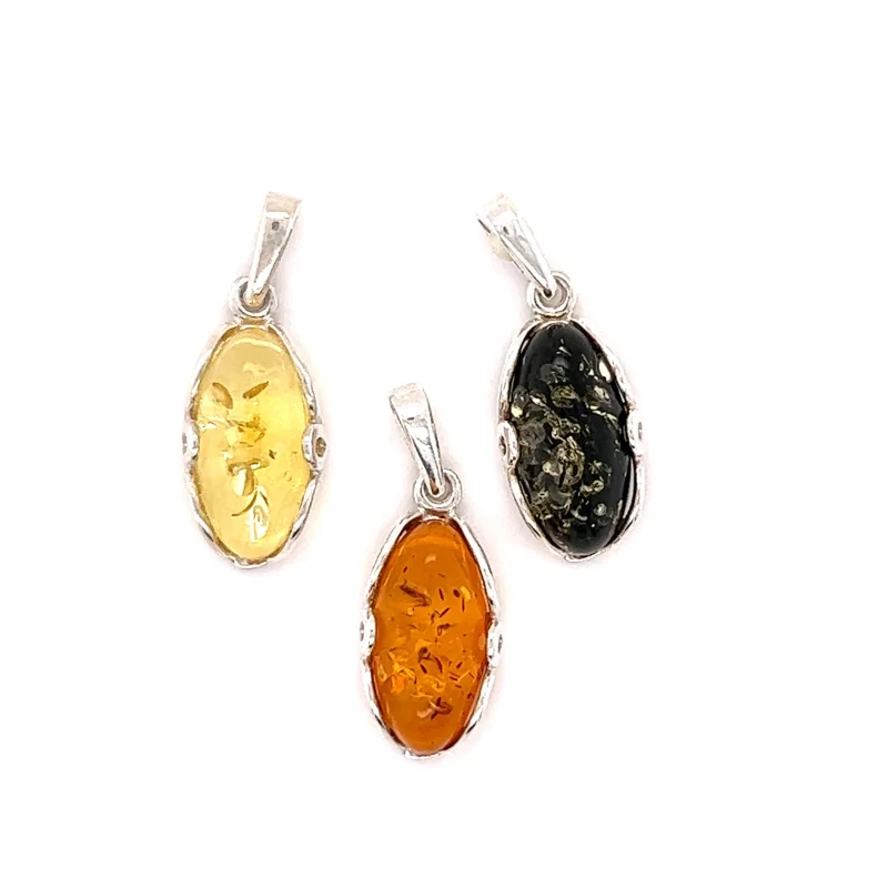 Charming Oval Amber Pendant Cognac