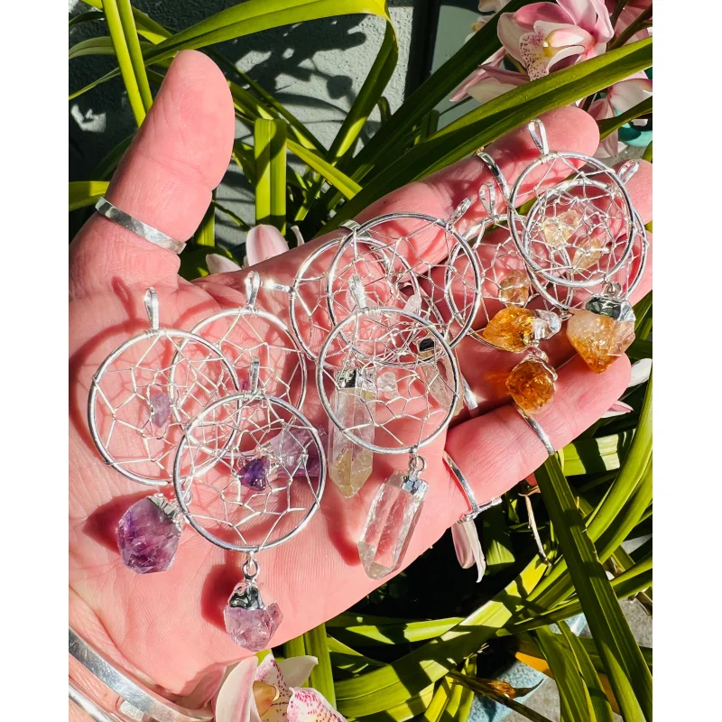 Dreamcatcher Pendant with Gemstone Point Amethyst