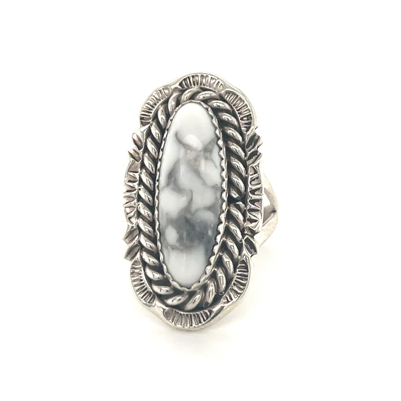Striking White Buffalo Turquoise Ring