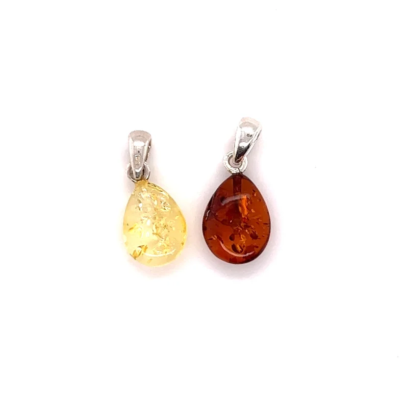 Teardrop Amber Pendant Cognac
