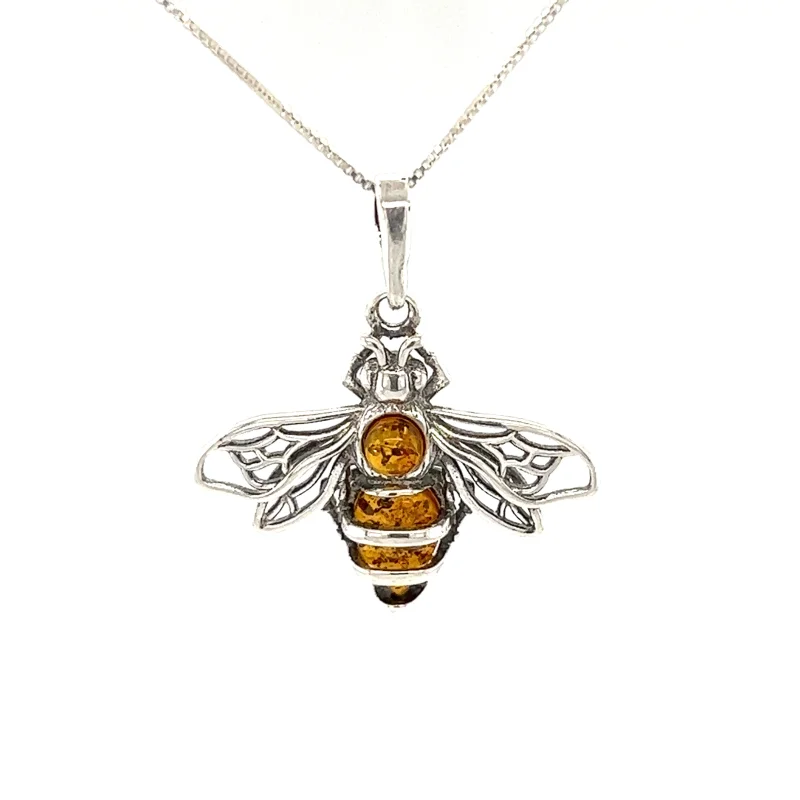 Charming Amber Bee Pendant Cognac Amber