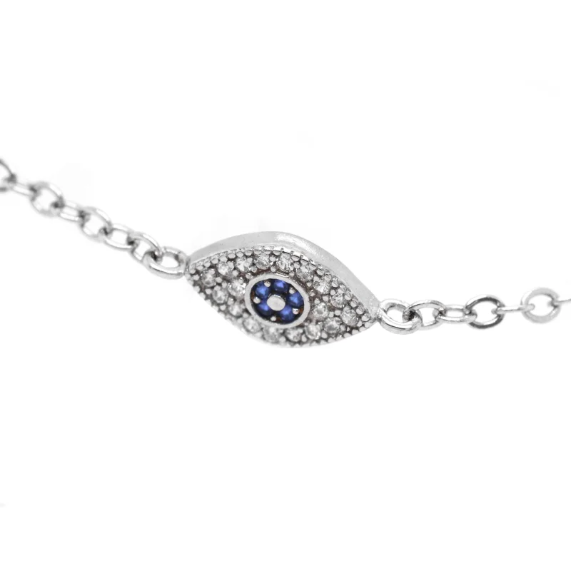 Classic Blue Pave Cubic Zirconia Evil Eye Bracelet