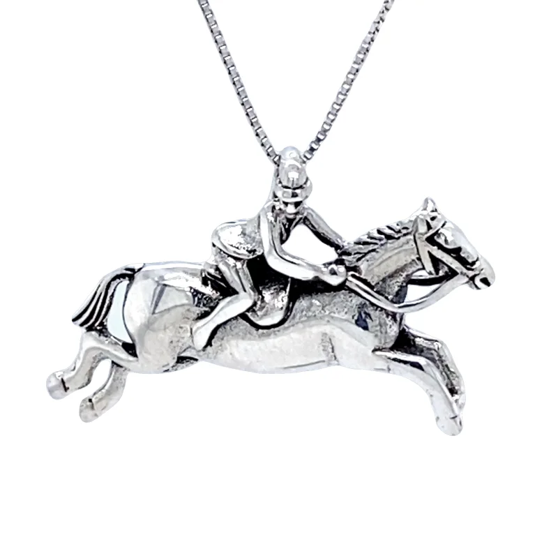 Jumping Horse with Jockey Charm