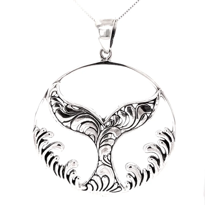 Magnificent Whale Tail Pendant with Waves