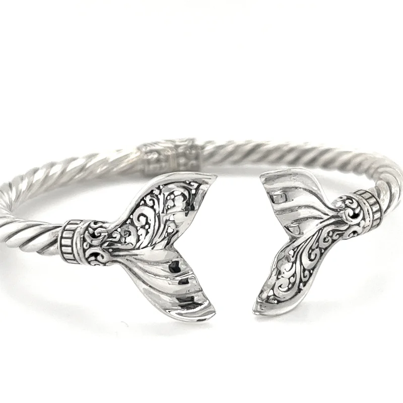 Majestic Half Filigree Whale Tail Cuff Bracelet