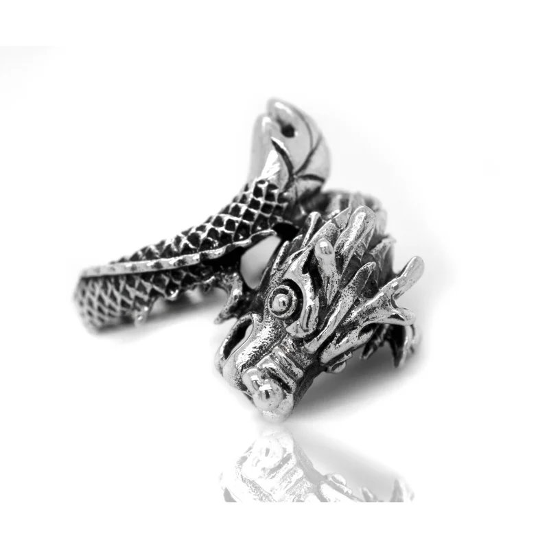 Striking Silver Dragon Ring