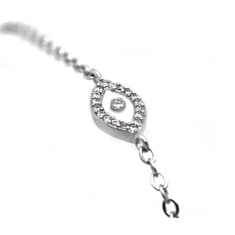 Trendy Pave Cubic Zirconia Evil Eye Bracelet