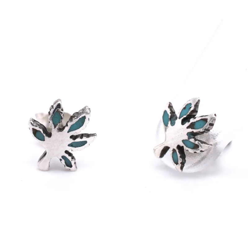 Turquoise Leaf Studs