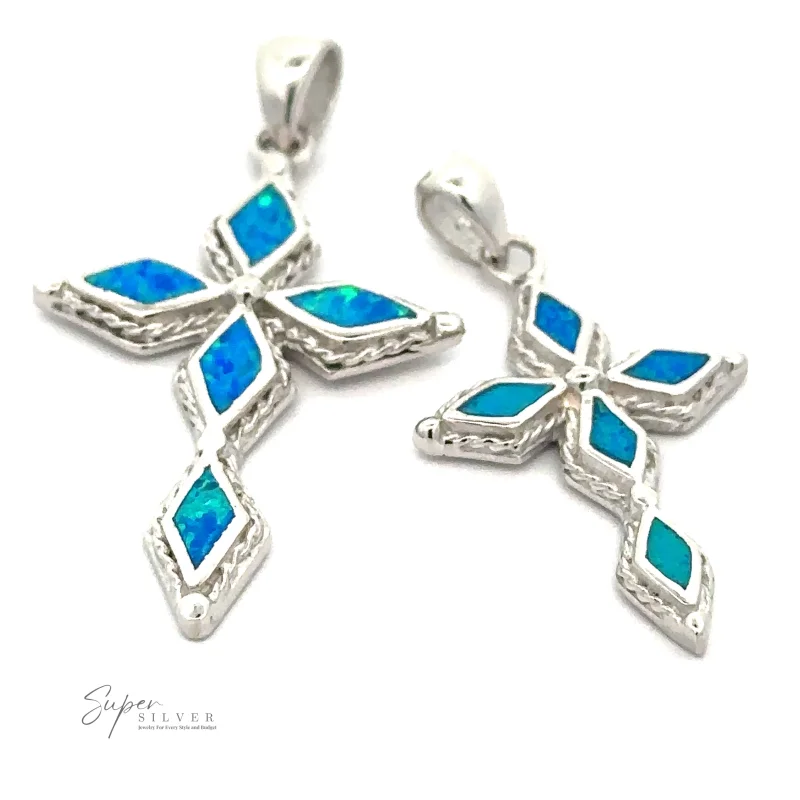 Blue Opal Cross Pendant