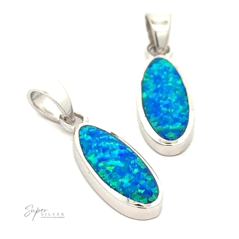 Blue Opal Oval Pendant