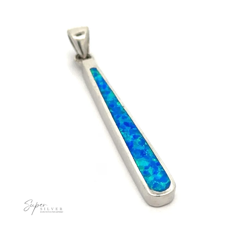Elongated Teardrop Blue Opal Pendant