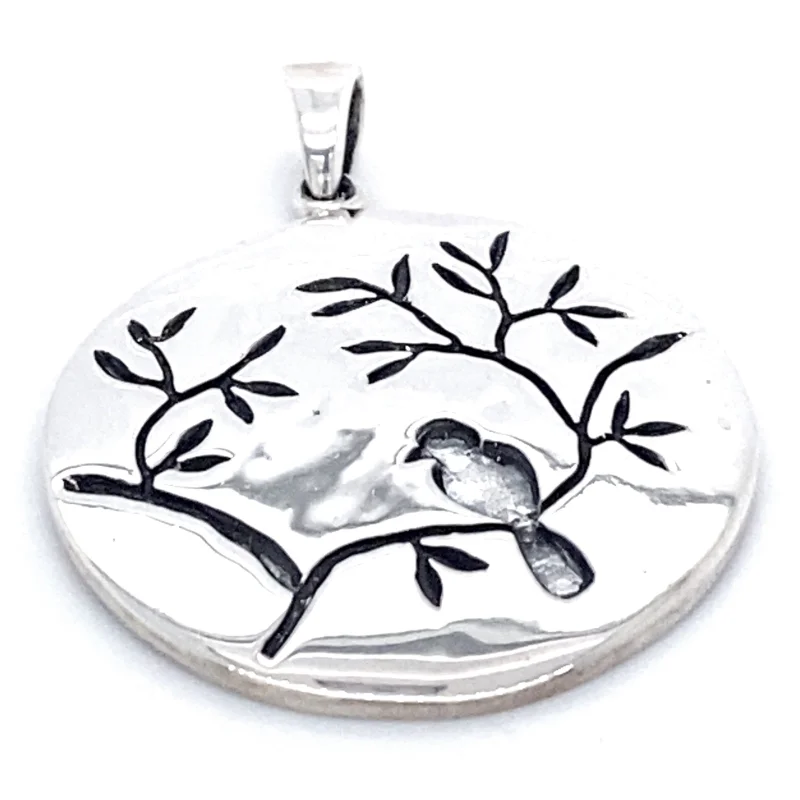 Large Circle Nature Pendant with Bird