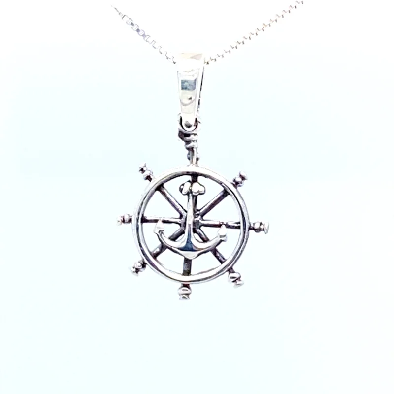 Ships Wheel Charm with Anchor