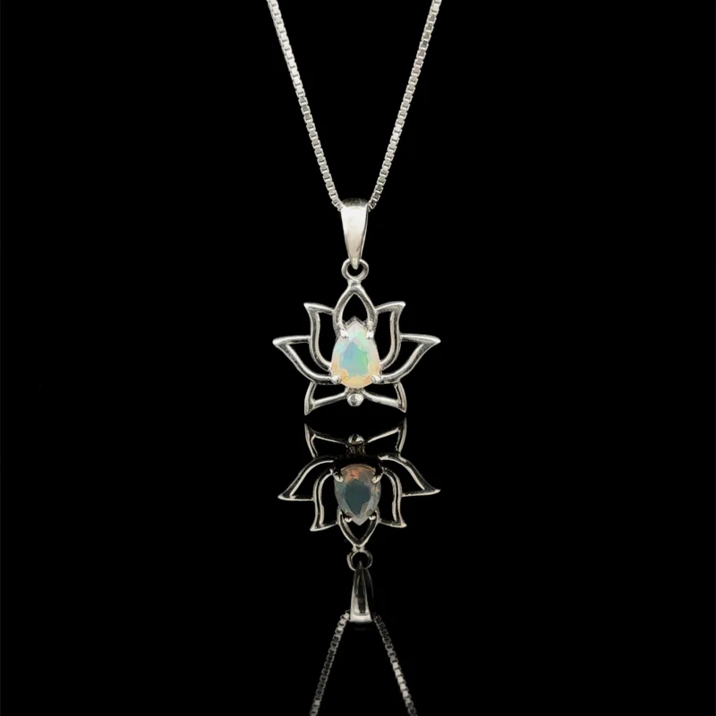 Ethiopian Opal Lotus Pendant