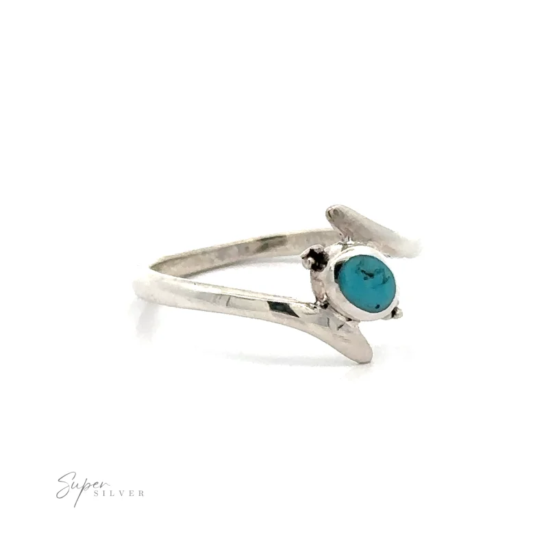 Sterling Silver Curved Band with Oval Turquoise