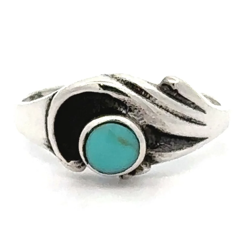 Turquoise Inlay Ring with Swirling Detail