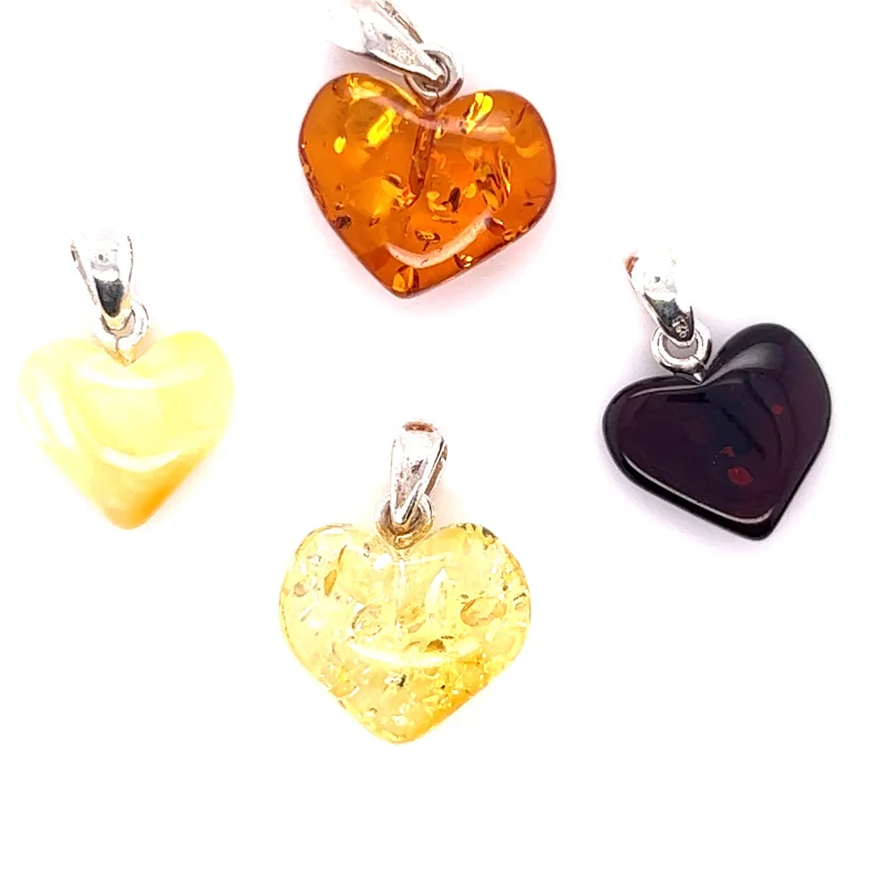Charming Baltic Amber Heart Pendant Butterscotch Amber