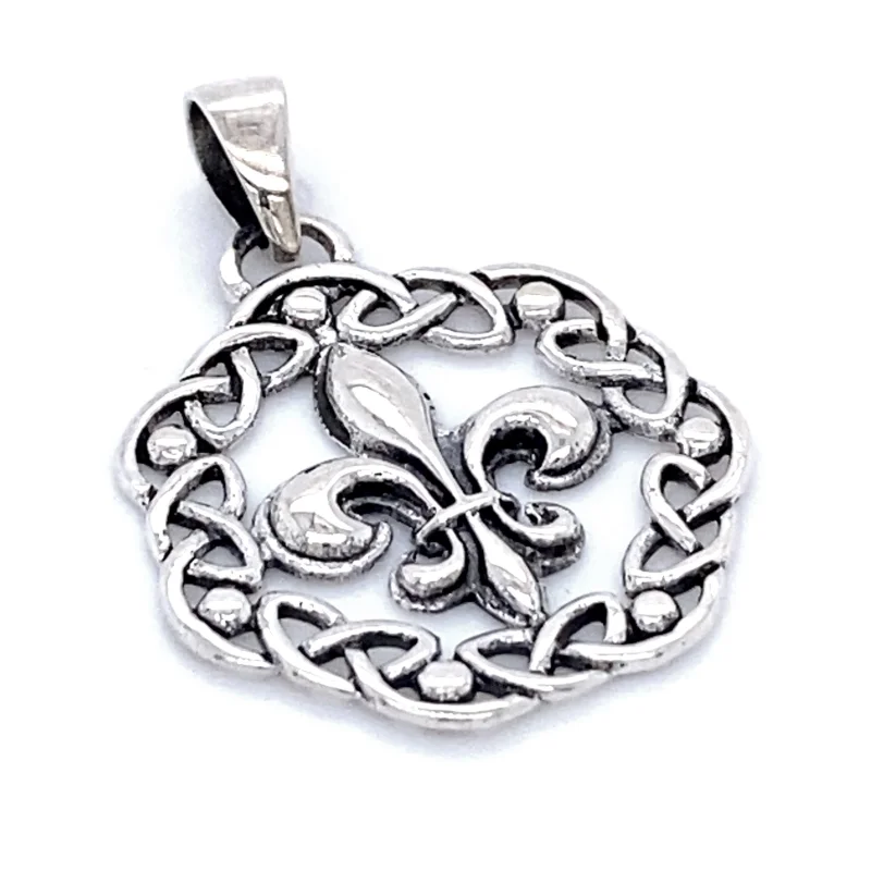 Fleur De Lis Charm With Celtic Weave