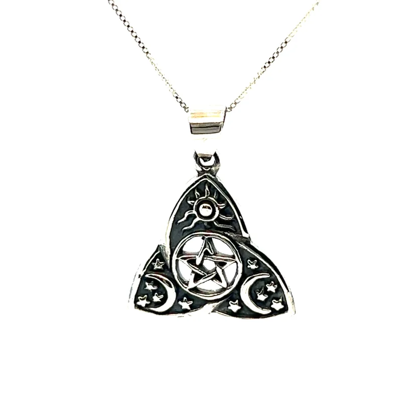 Triquetra Pentagram Pendant with Celestial Designs