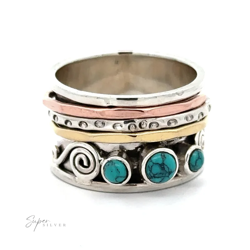 Turquoise Spinner Band with Swirls