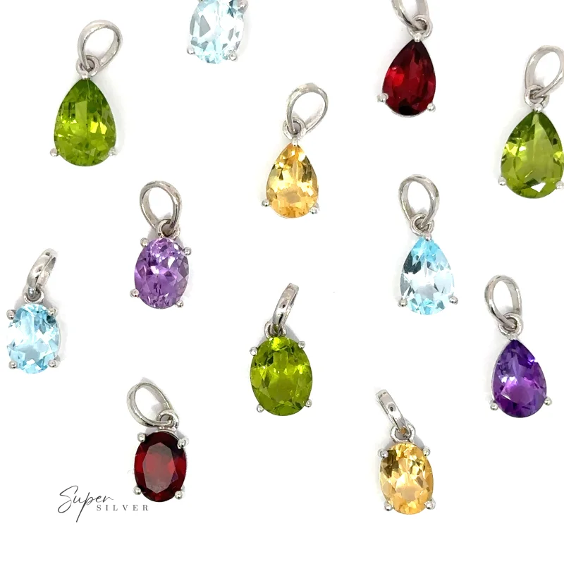 Dainty Faceted Gemstone Pendants Amethyst