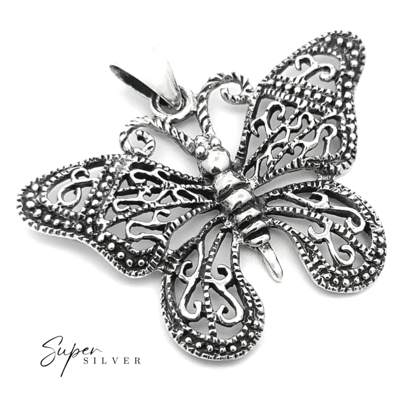 Silver Lace Butterfly Pendant