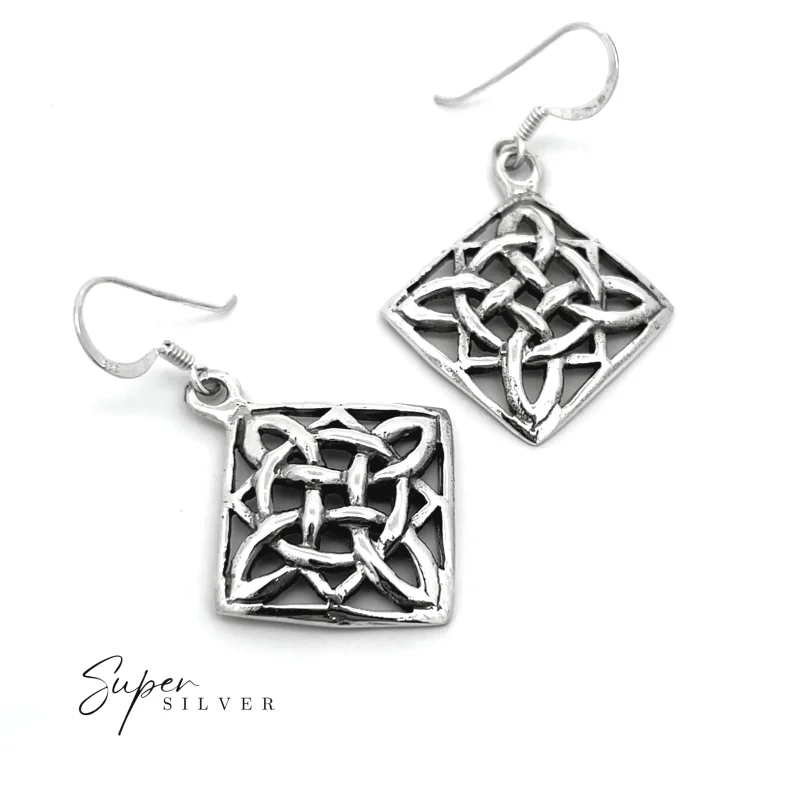 Solid Sterling Silver Quaternary Celtic Knot Earrings