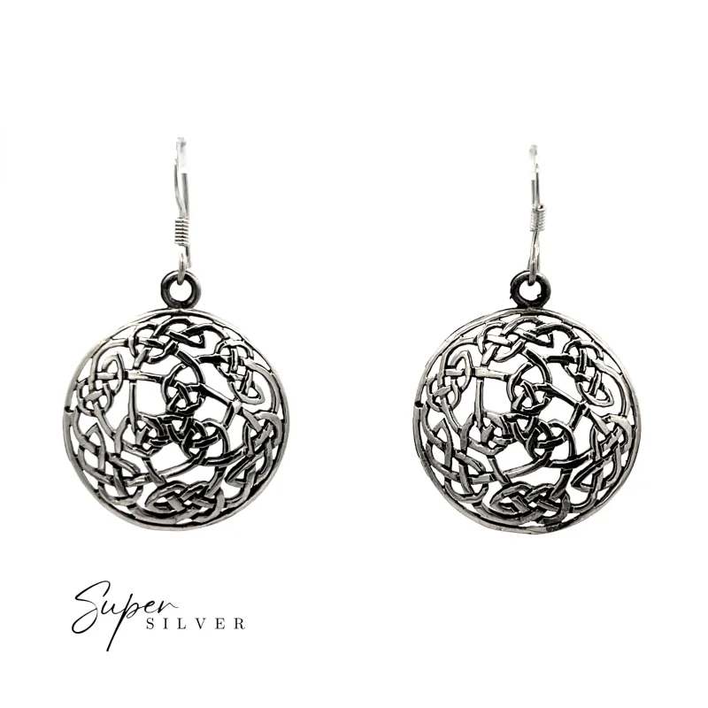 Sterling Silver Celtic Infinity Knot Round Dangle Earrings