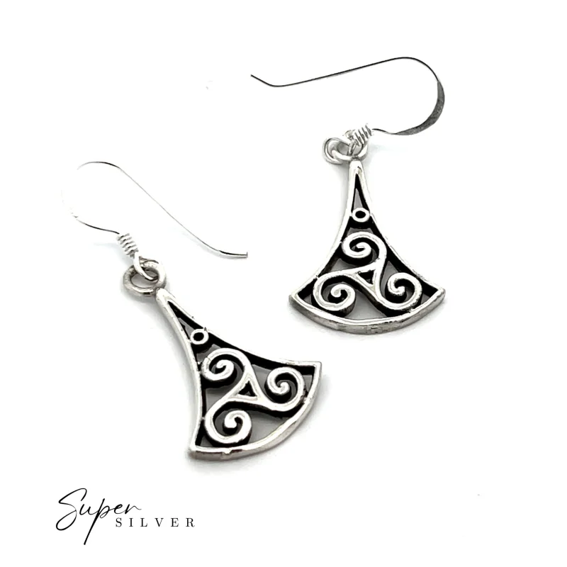 Sterling Silver Celtic Triskele Dangle Earrings