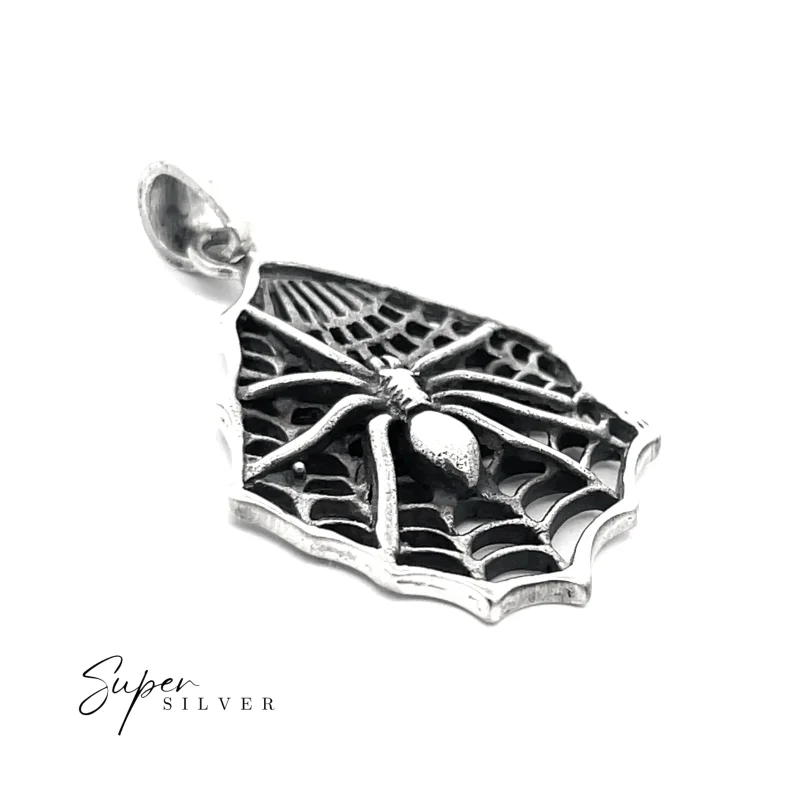 Sterling Silver Spider Web Statement Pendant