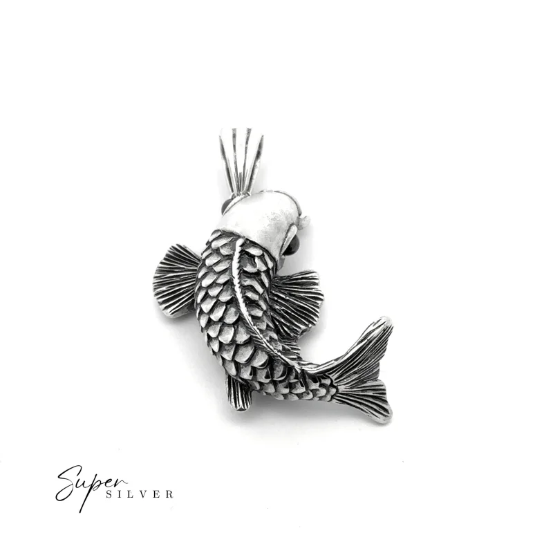Striking Sterling Silver Koi Fish Pendant