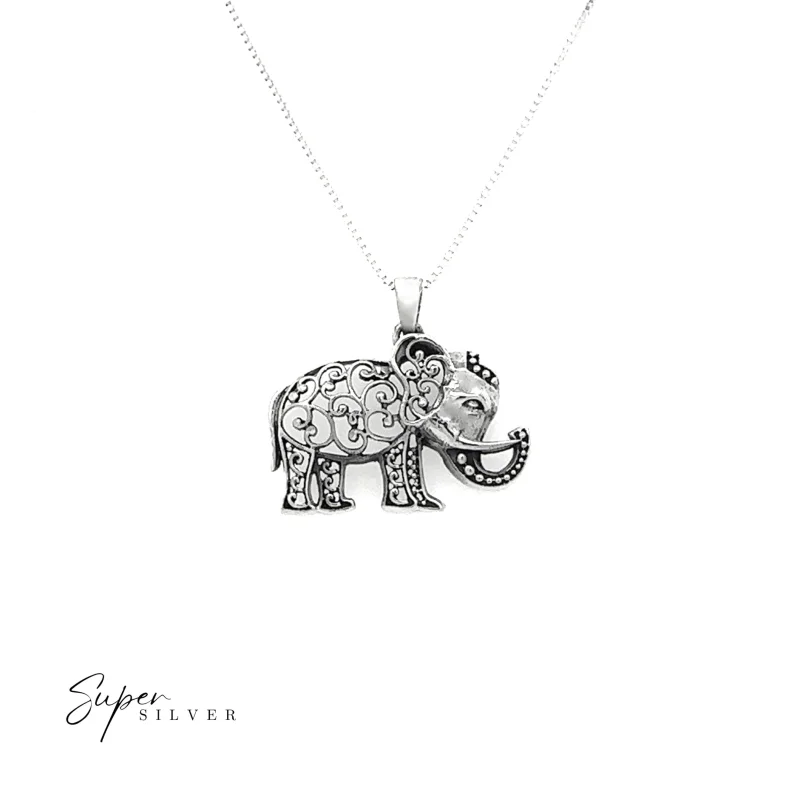 Filigree Sterling Silver Elephant Pendant