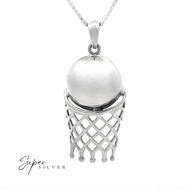 Sterling Silver Basketball Pendant