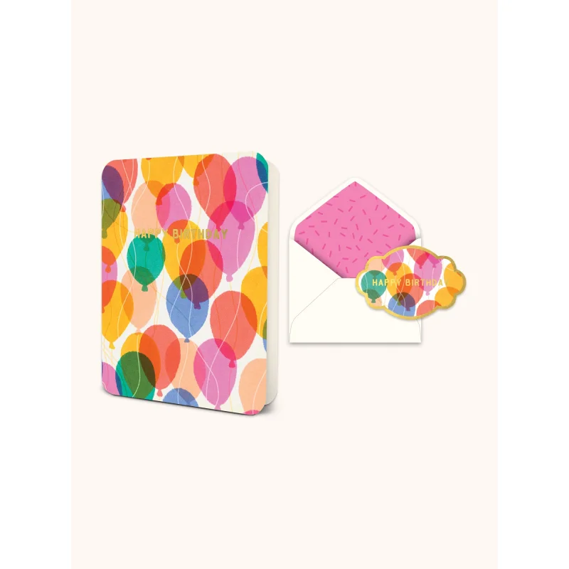 Happy Birthday Colorful Balloons Deluxe Greeting Card