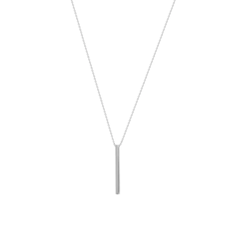 Sterling Silver Engravable Bar Pendant Necklace