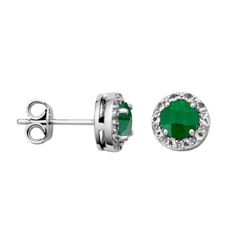Silver Birthstone Earrings- Green Corundum