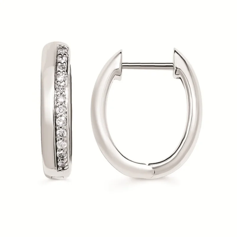 Silver Hoop Earrings with Diamonds